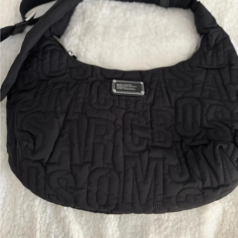 Marc Jacobs Black Quilted Logo Hobo Bag